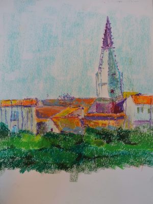 Laurent-Pascal-artiste-peintre-2018 Ré Le clocher d'Ars